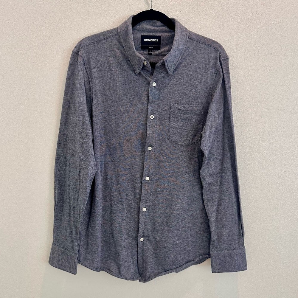 Bonobos Men's Heather Gray Casual Slim Fit Button Down
